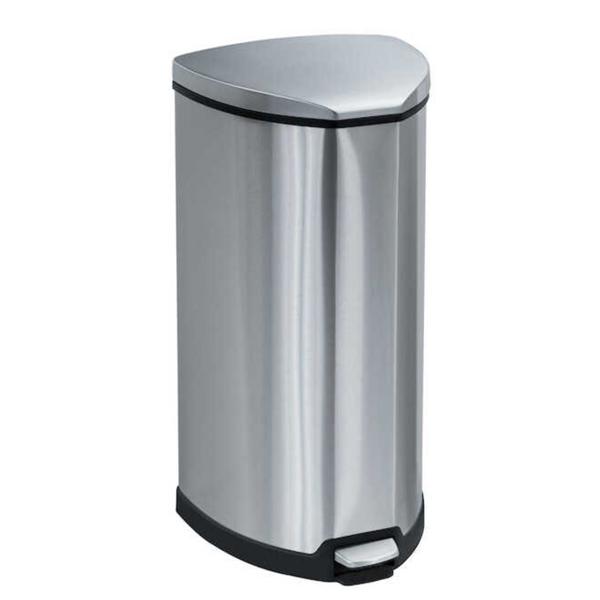 Can Trash Stainless Steel 10gal Step-On Pedal/Silent Flat Lid Silver Ea